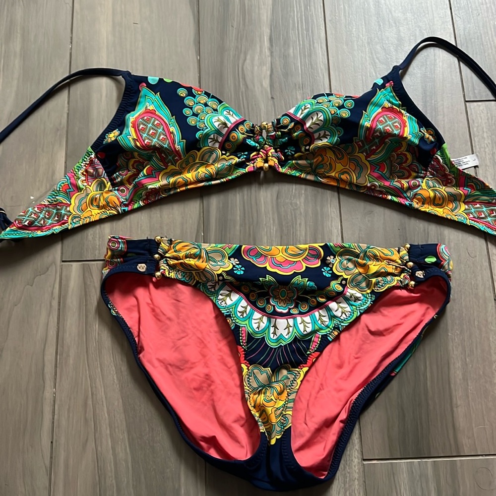 Nanette Lepore paisley bikini set L top M bottom